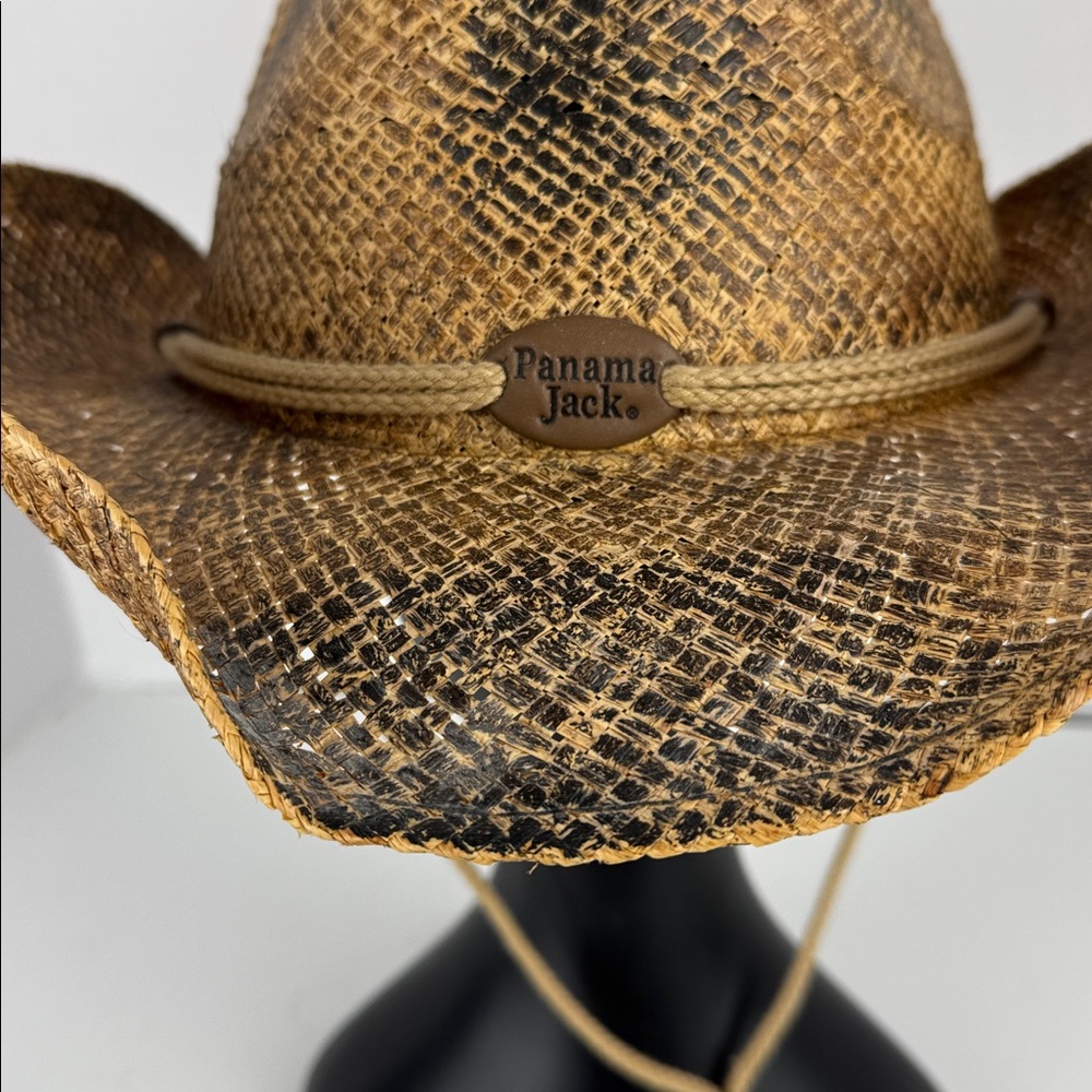 Panama Jack Straw Western Cowboy Hat - Natural Tan - Picture 2 of 6